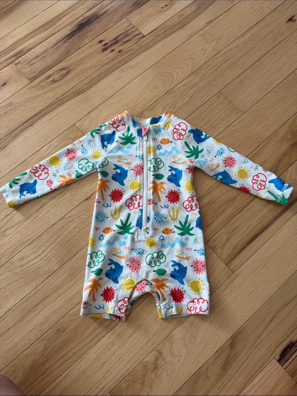 Old Navy toddler Colorful Ocean Print Baby Rash Guard Romper